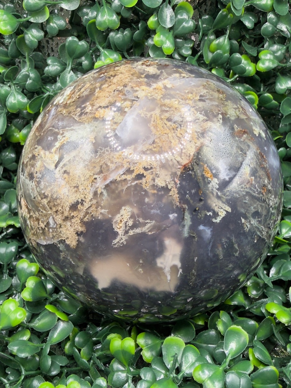 3.47lb Druzy Moss Agate Sphere - Picture 5 of 10